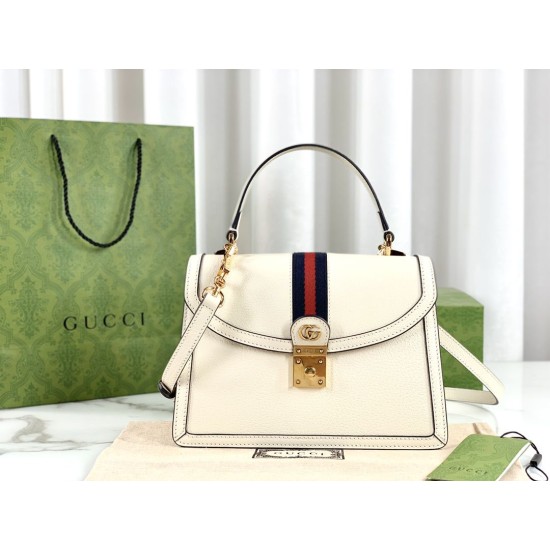 Replica Gucci Ophidia Bolso pequeño con asa superior y Web 651055 Blanco Imitacion Rebajas