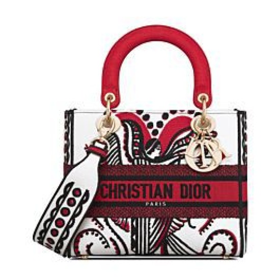 Replica Bolso Christian Dior Mediano Lady D-Lite Rojo Imitacion Rebajas