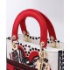 Replica Bolso Christian Dior Mediano Lady D-Lite Rojo Imitacion Rebajas