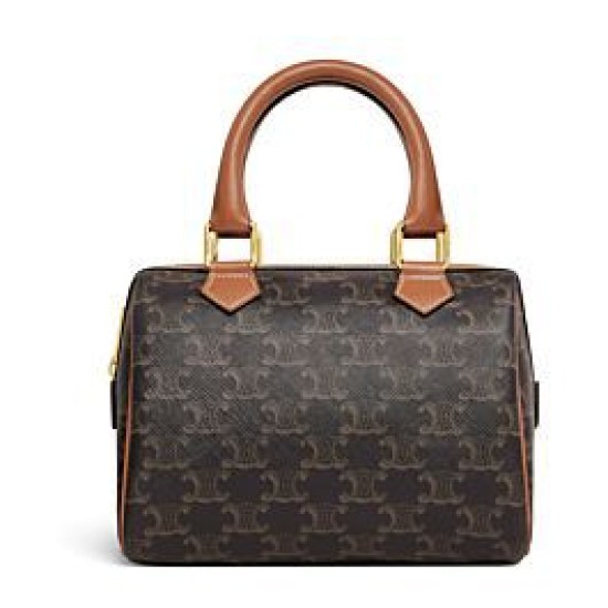 Replica Celine Small Boston en lona Triomphe café Imitacion Rebajas