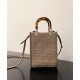 Replica Fendi Mini Sunshine Shopper FF Tela Mini Bolso 8BS051 Gris Imitacion Rebajas