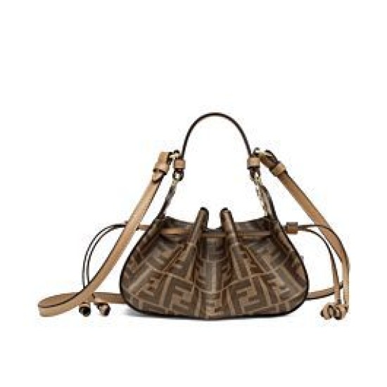 Replica Minibolso de tela Fendi Pomodorino FF 8BS059 Café Imitacion Rebajas