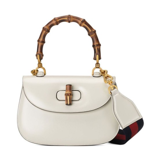 Replica Bolso pequeño con asa superior Gucci con bambú 675797 Crema Imitacion Rebajas