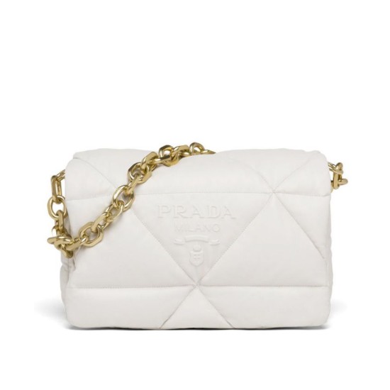 Replica Bolso de hombro Prada en piel de napa acolchada 1BD306 Blanco Imitacion Rebajas