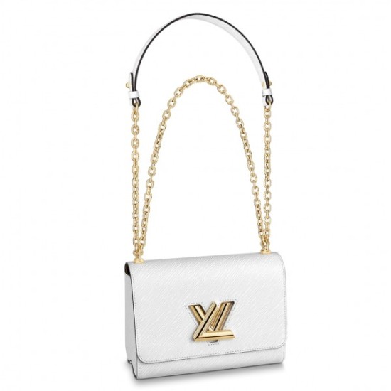 Replica Bolso Louis Vuitton Twist MM en cuero Epi blanco M55513 Imitacion Rebajas