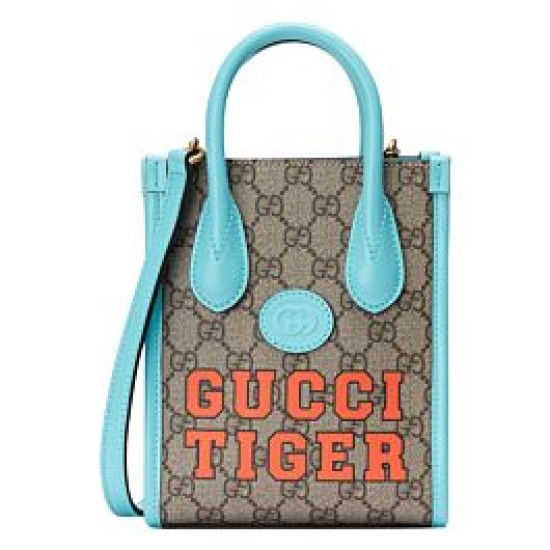 Replica Mini bolso tote Gucci Tiger GG 671623 azul claro Baratos Imitacion