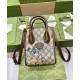 Replica Mini bolso tote con estampado de clavel GG de Gucci 671623 verde Baratos Imitacion