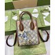 Replica Mini bolso tote con estampado de clavel GG de Gucci 671623 verde Baratos Imitacion