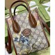 Replica Mini bolso tote con estampado de clavel GG de Gucci 671623 verde Baratos Imitacion