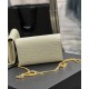 Replica YSL Saint Laurent Uptown Cartera con cadena en cuero brillante con relieve de cocodrilo Blanco Baratos Imitacion