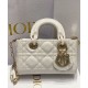 Replicas Christian Dior Micro Lady d-Joy Bag Latte Charol Cannage Piel de becerro Crema Baratos