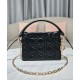 Replicas Dior Lady Dior Mini Top Handle Drawstring Bag S0981 Negro Baratos