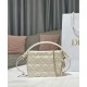 Replicas Dior Lady Dior Mini Top Handle Drawstring Bag S0981 Crema Baratos