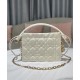 Replicas Dior Lady Dior Mini Top Handle Drawstring Bag S0981 Crema Baratos