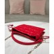 Replicas Dior Lady Dior Mini Top Handle Drawstring Bag S0981 Rojo Baratos