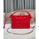 Replicas Dior Lady Dior Mini Top Handle Drawstring Bag S0981 Rojo Baratos