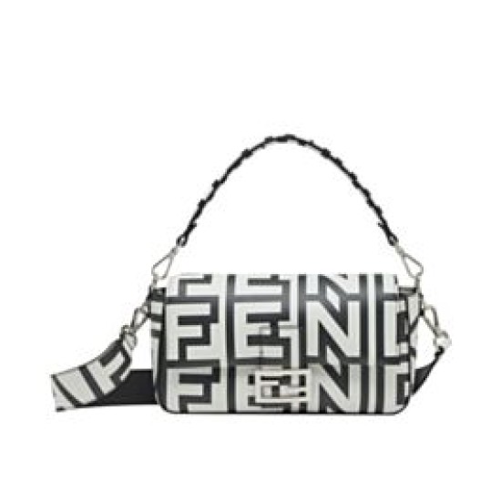 Replicas Fendi Baguette en cuero bicolor Fendi Roma Capsule Bag 8BR600 negro Baratos