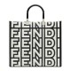 Replicas Bolso shopper Fendi Roma Capsule mediano de cuero estampado en dos tonos Sunshine de Fendi 8BH386 Negro Baratos