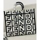 Replicas Bolso shopper Fendi Roma Capsule mediano de cuero estampado en dos tonos Sunshine de Fendi 8BH386 Negro Baratos