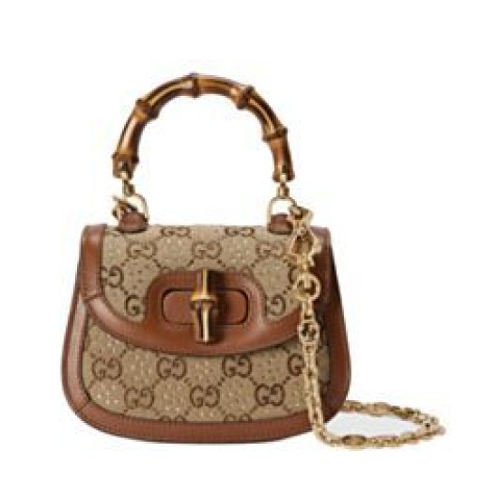 Replicas Gucci Bamboo 1947 Mini Top Handle Bag 735116 Café Baratos