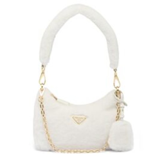 Replicas Minibolso de piel de oveja Prada 1BC204 Crema Baratos