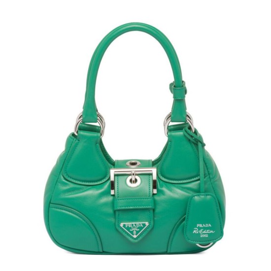 Replicas Bolso Prada Moon acolchado en napa 1BA381 Verde Baratos