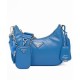 Replicas Prada Prada Re-Edition 2005 Bolso de Hombro de Cuero Napa Acolchado 1BH204 Azul Baratos