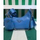 Replicas Prada Prada Re-Edition 2005 Bolso de Hombro de Cuero Napa Acolchado 1BH204 Azul Baratos