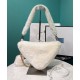 Replicas Prada Shearling Mini Bolso 1BC543 Crema Baratos