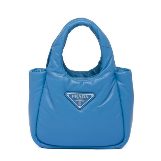 Replicas Prada Bolso Prada pequeño acolchado en piel de napa suave 1BA359 Azul Baratos