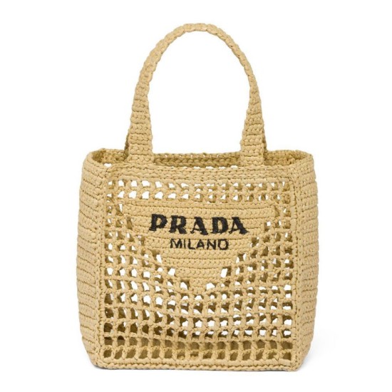 Replicas Prada Bolso pequeño de rafia 1BG444 Albaricoque Baratos