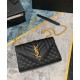 Replicas Bolso pequeño YSL Saint Laurent Envelope en cuero repujado mixto grain de poudre acolchado negro Baratos