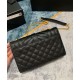 Replicas Bolso pequeño YSL Saint Laurent Envelope en cuero repujado mixto grain de poudre acolchado negro Baratos