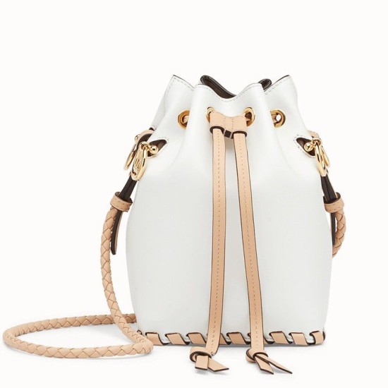 Replicas Bolso Fendi Mon Tresor Mini Bucket Trenzado Blanco Baratos