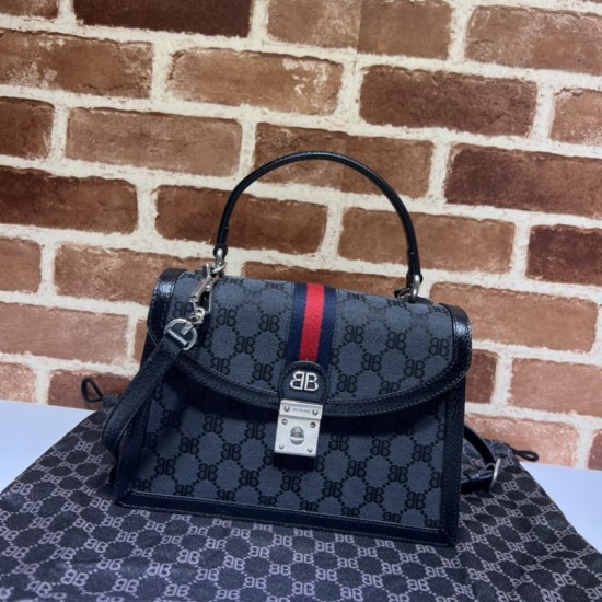 Replicas Gucci x Balenciaga 680119 Hacker Bolso pequeño Negro Baratos