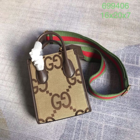 Replicas Gucci Jumbo GG mini bolso tote 699406 Marrón Baratos