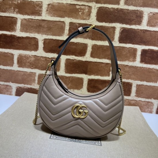 Replicas Minibolso en forma de media luna Gucci GG Marmont 699514 rosa Baratos