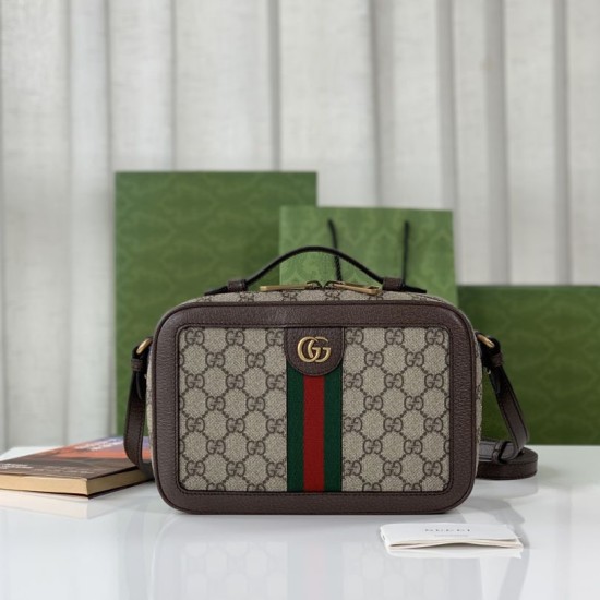 Replicas Gucci Ophidia pequeño bolso de hombro con Web 739392 Marrón Baratos