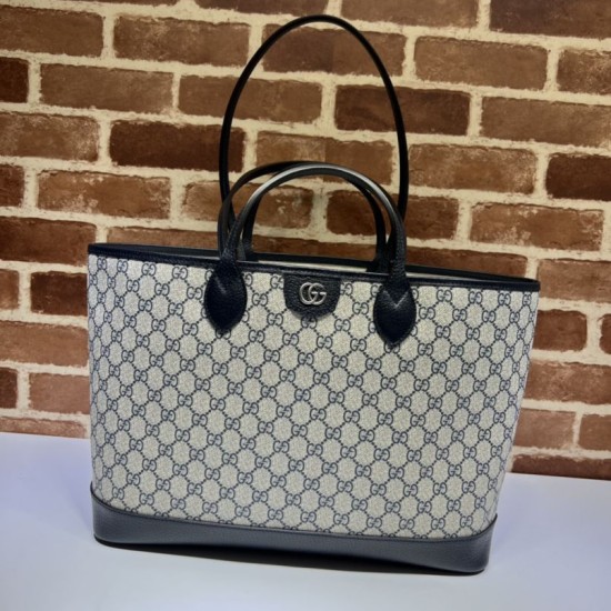 Replicas Bolso tote mediano Gucci Ophidia 739730 GG Lona suprema Negro Baratos