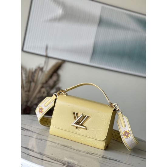 Replicas Bolso Louis Vuitton Twist MM M22038 Amarillo 23cm Baratos