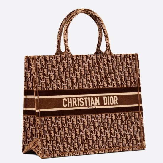 Replicas Christian Dior Large Book Tote Terciopelo bordado oblicuo Burdeos Baratos