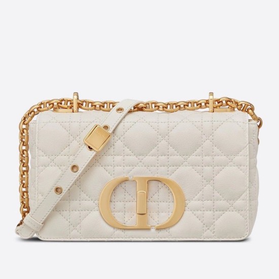 Replicas Bolso Christian Dior Caro pequeño Cannage piel de becerro blanco Baratos