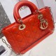 Replicas Bolso Christian Dior Lady D-Joy Cannage Cordero Naranja Baratos