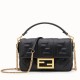 Replicas Bolso Fendi Mini Baguette con motivo FF negro Baratos