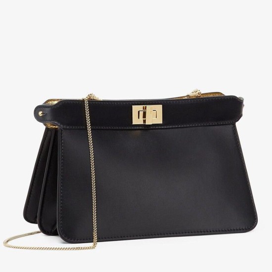 Replicas Bolso de mano Fendi Peekaboo ISeeU negro Baratos