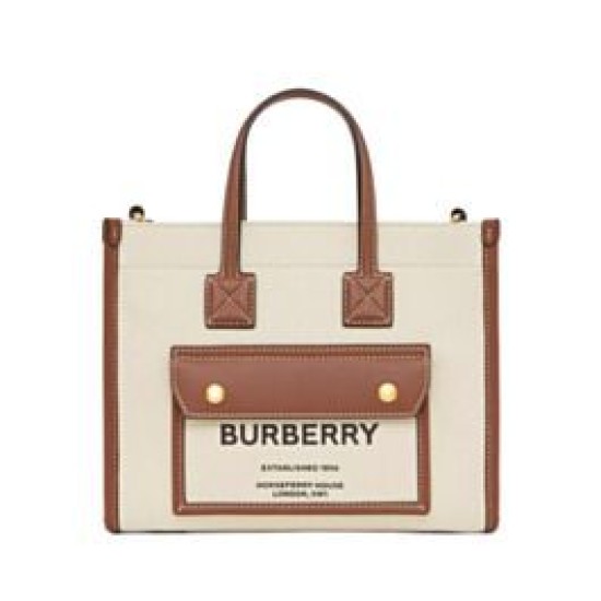 Replicas Bolso tote mini Freya de lona y cuero en dos tonos de Burberry Baratos