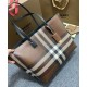 Replicas Burberry Checked Tote Bag Café Oscuro Baratos