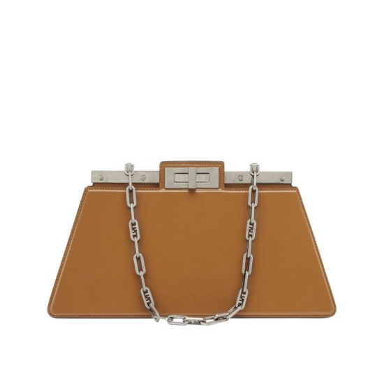 Replicas Bolso mediano Fendi Peekaboo Cut 8BN340 Café Baratos