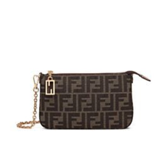 Replicas Fendi Baguette Pouch 8BS073 Bolso Café Baratos