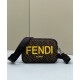 Replicas Bolso de tela Fendi Camera Case FF 7M0286 Marrón Baratos